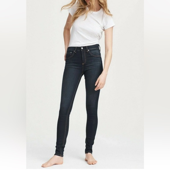 {rag & bone} "Nina High Rise Skinny in Bedford" Slim Stretch Frayed Hem Denim - Picture 1 of 7